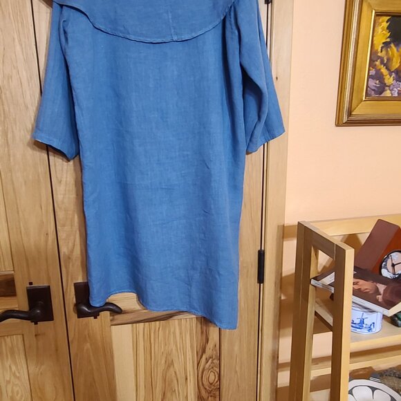 Linen Asymmetrical Blue Large/OS - Picture 4 of 4